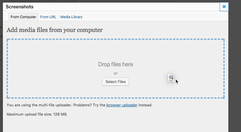 Uploading screenshots - WordPress Document Management