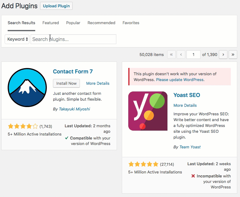 Searching the payment plugin