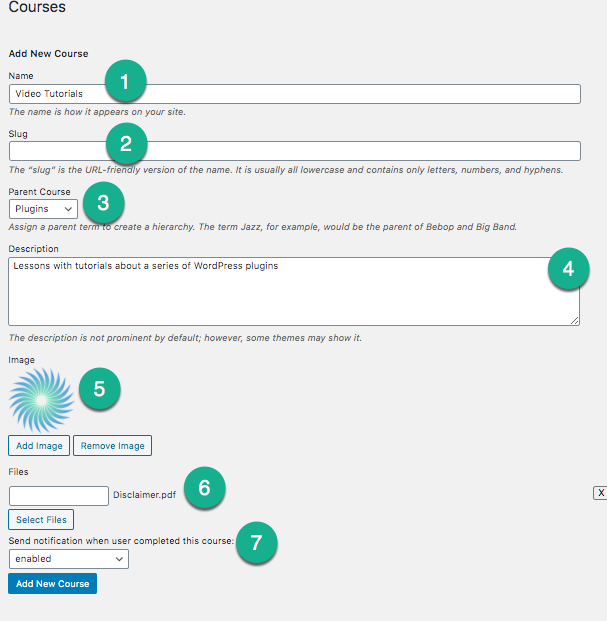 Editing a course - WordPress Learning Management System Plugin