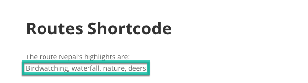 Displaying route custom fields using a shortcode - Travel Plugins For WordPress