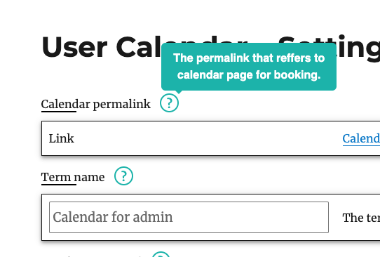 Permalink to the user calendar - Booking Plugin WordPress