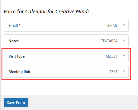 Adding predefined field templates - WordPress Calendar Booking Plugin