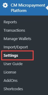 Navigation to the plugin settings - WordPress Wallet Plugin