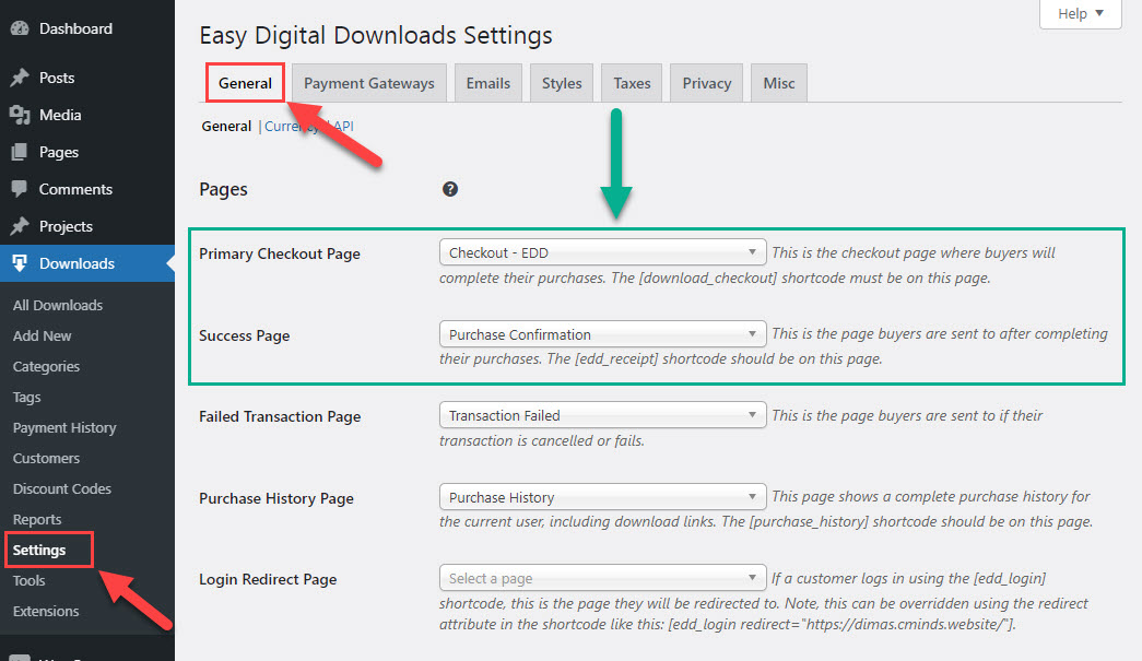 Setting up EDD checkout and confirmation pages