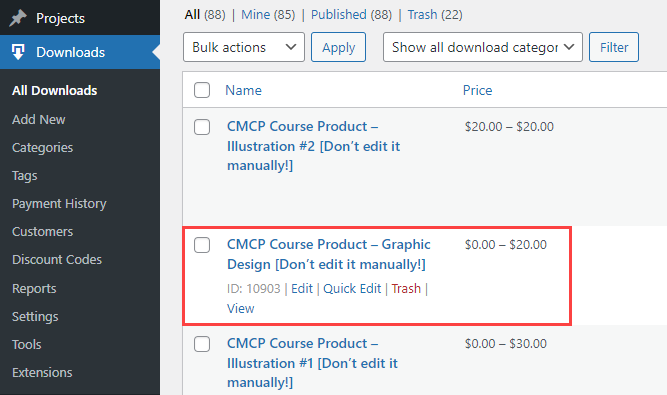 EDD product related to the course - WordPress Plugin for Online Courses