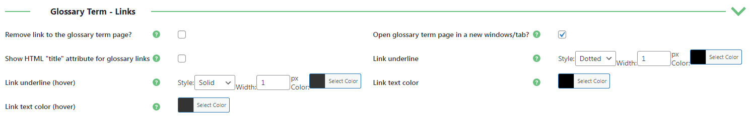 Links settings - WordPress Internal Linking Plugin