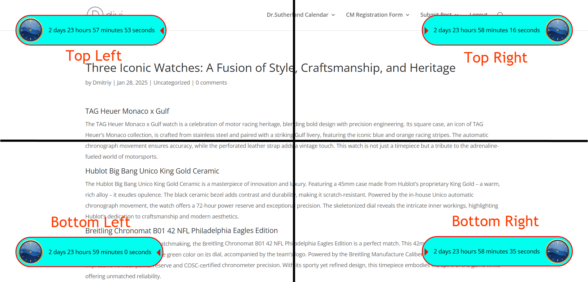 Examples of placing the widget in different corners of the screen - Best Paywall Plugin for WordPress