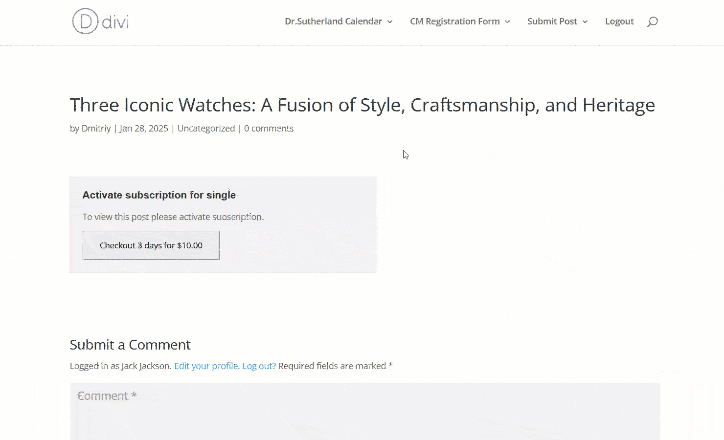 Front-end example - Pay-Per-Post Plugin