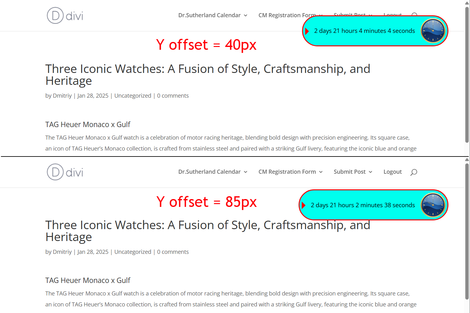 Examples with different Y offset values - WordPress Plugin Paywall