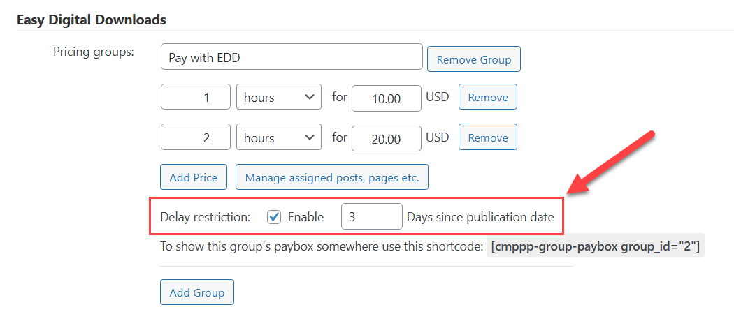 Enabling delay restriction - WordPress Pay Per Post Plugin