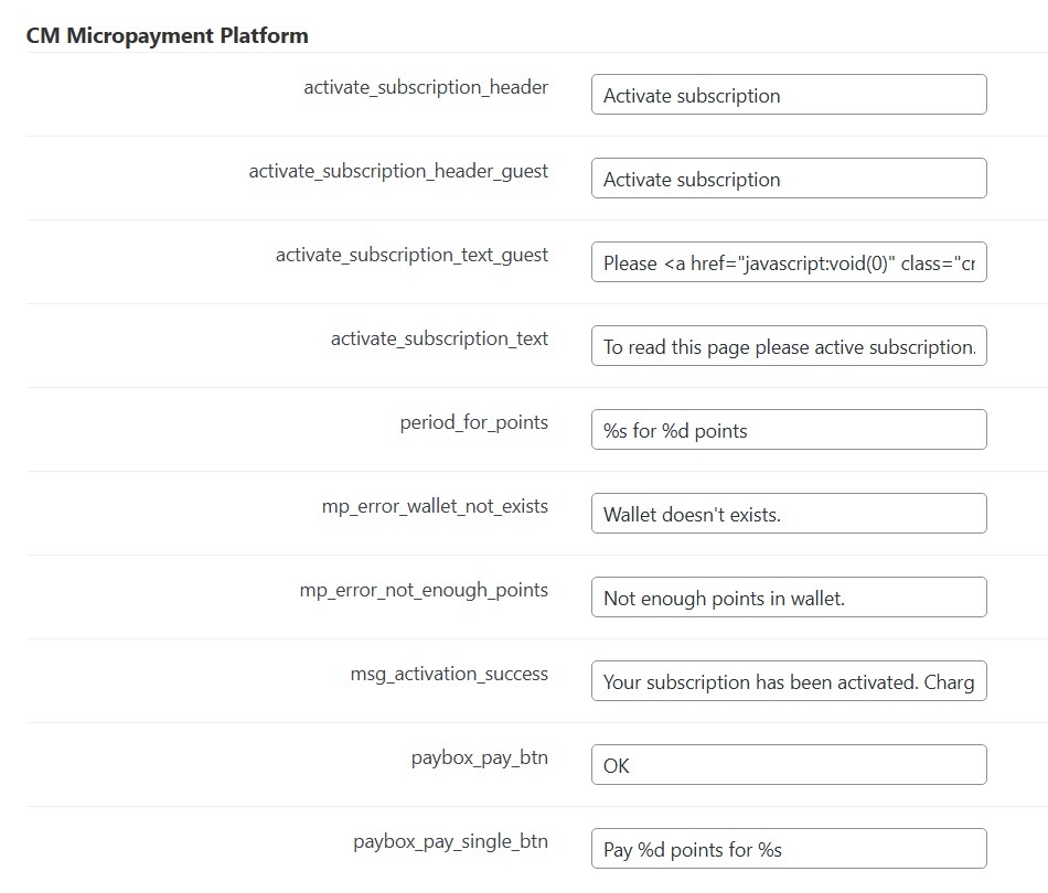 Micropayments labels - Paywall Plugin WordPress