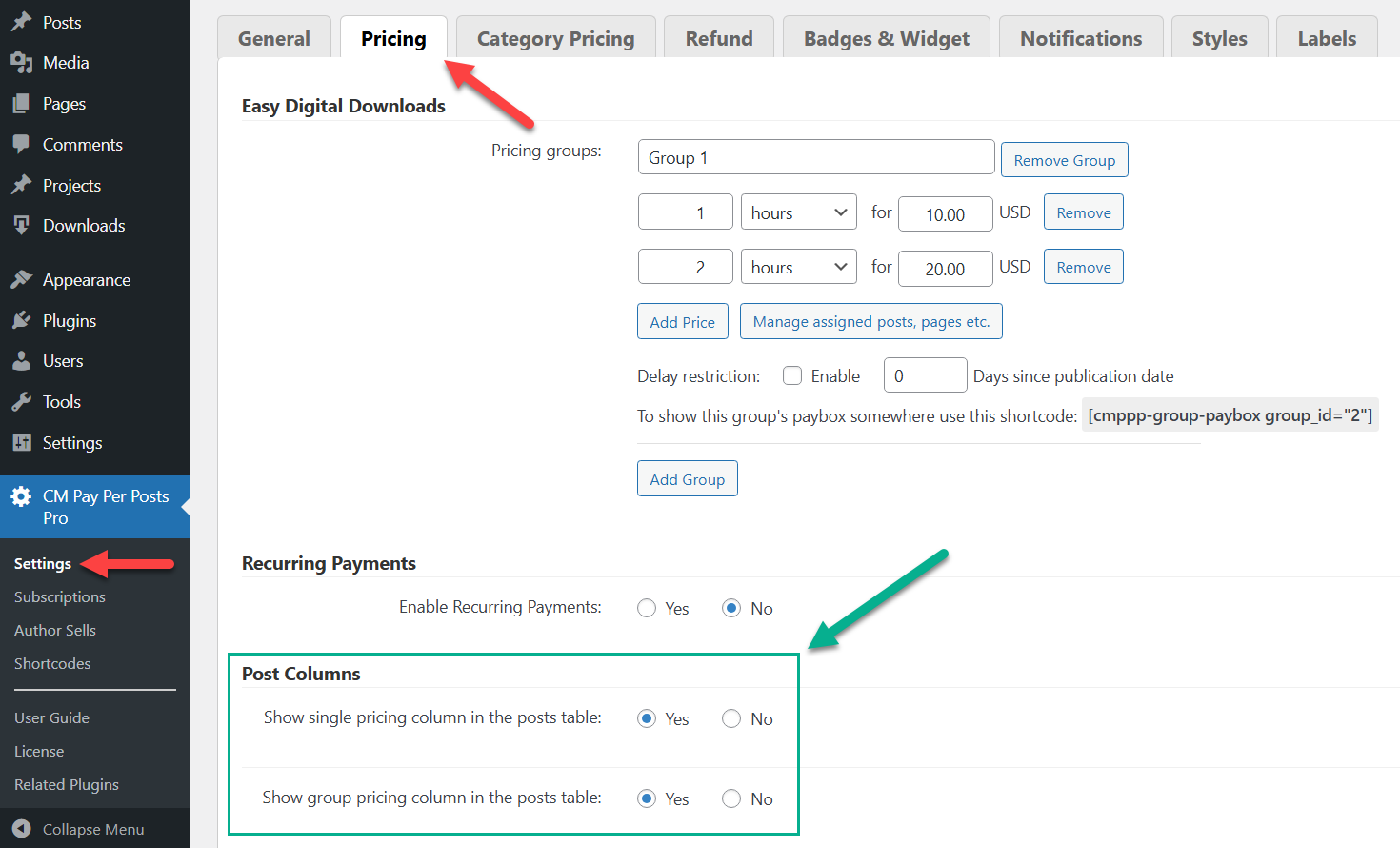 Showing pricing in the posts table - Pay-Per-Post Plugin