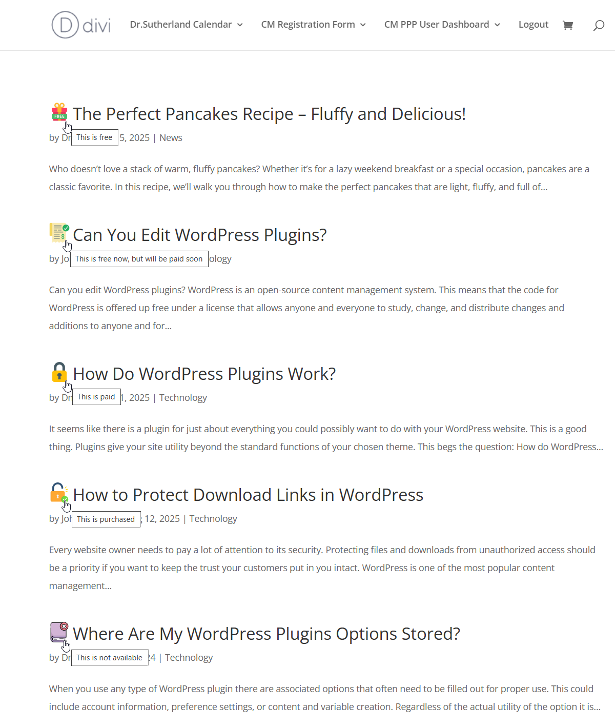 Front-end example - Pay-Per-Post Plugin