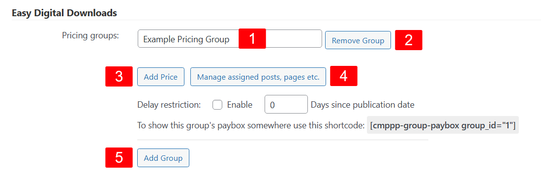 Pricing group settings - WordPress Plugin Paywall