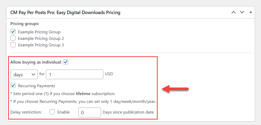 Enabling individual price for a post - WordPress Paywall Plugin