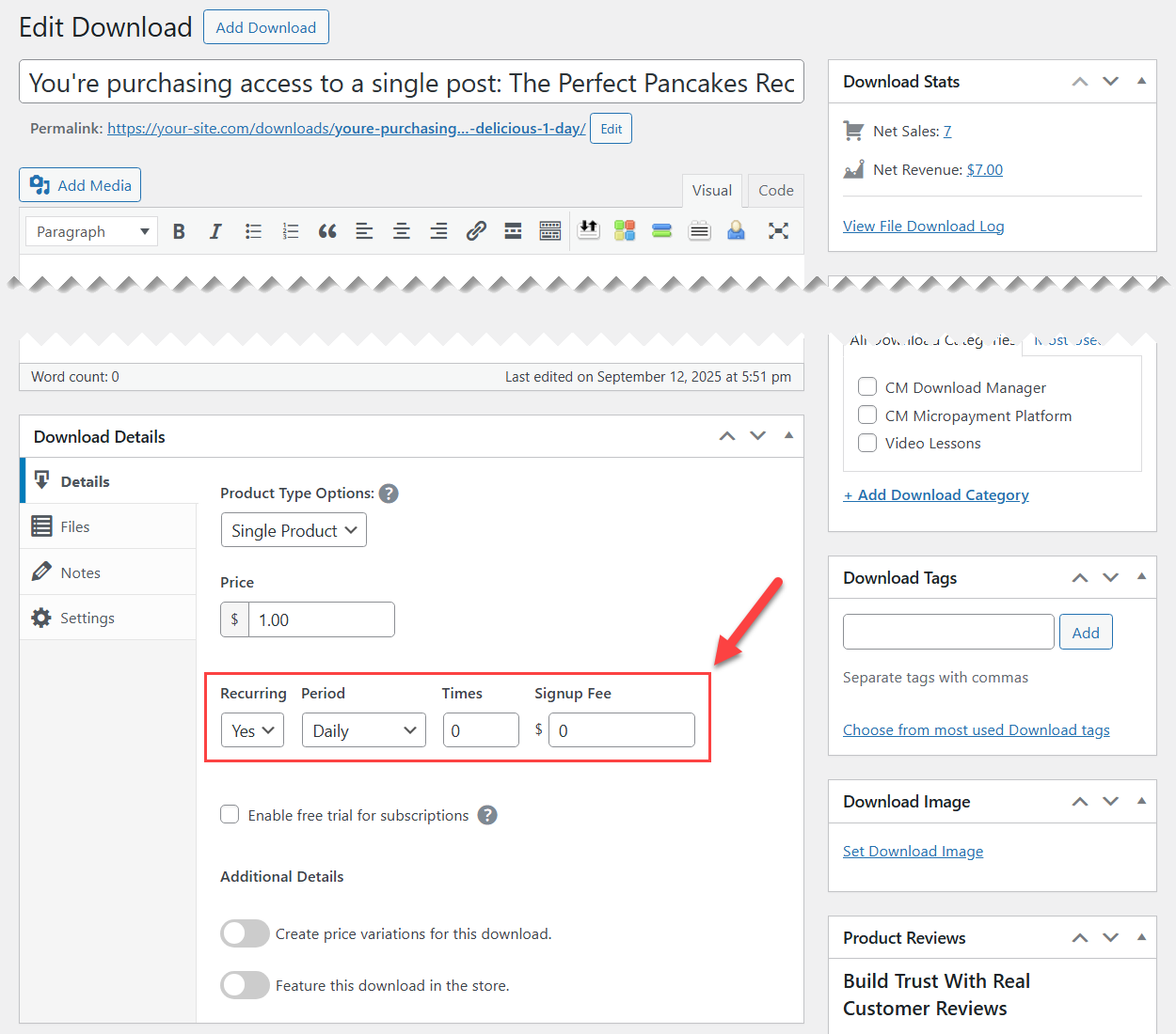 EDD product details - WordPress Paywall Plugin