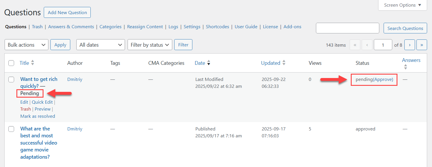 Content status while checking for spam - WordPress Discussion Forum