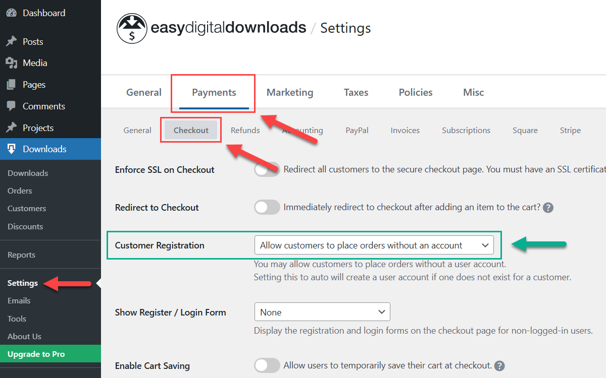EDD settings - Paywalled Content