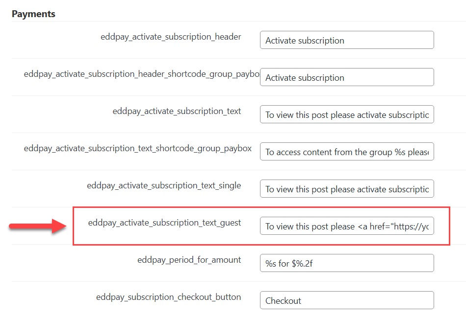 Changing the label with the login link - WordPress Plugin Paywall