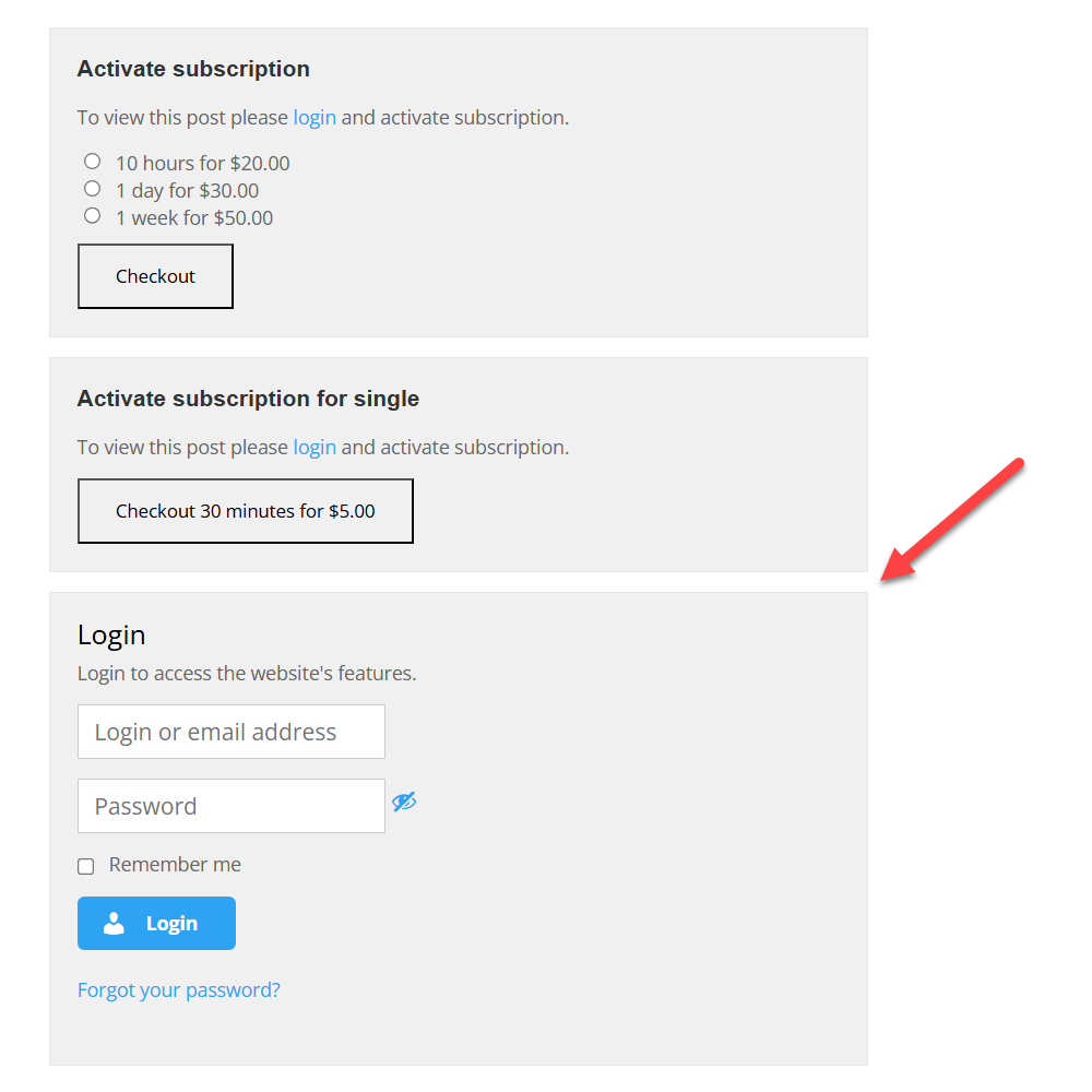 Custom login form - Paywalled Content