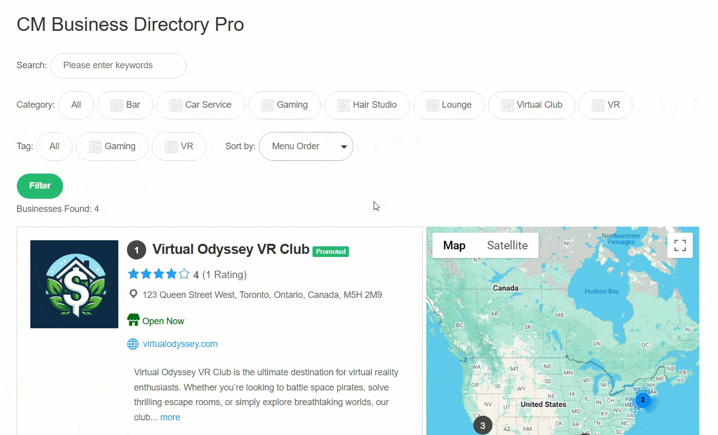 Front-end example - WordPress Directory Listing Plugin
