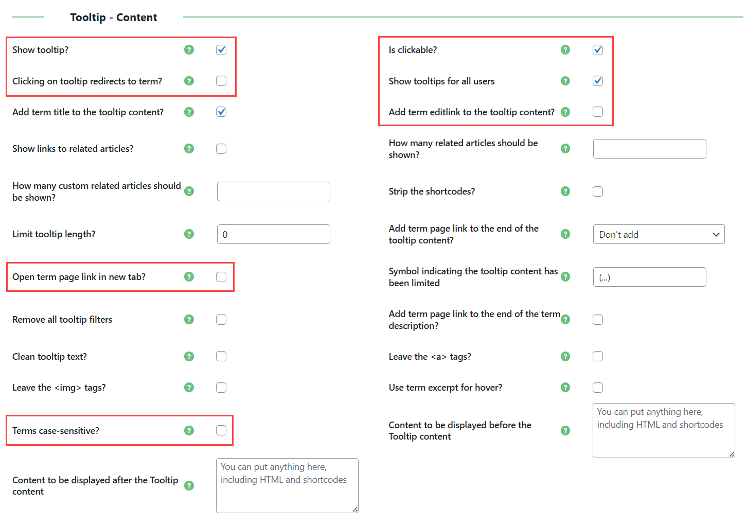 Tooltip behavior settings - Wiki Plugin for WordPress