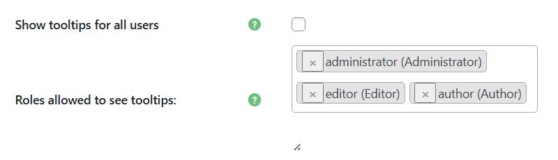 Selecting user roles who can see tooltips - Wiki for WordPress