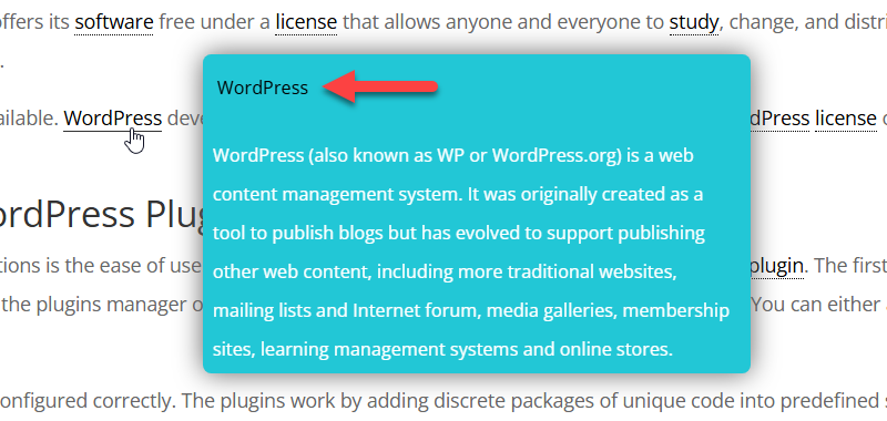 Displaying term title in the tooltip - WordPress as a Wiki