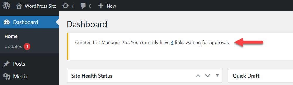 Admin notification - Knowledge Base WordPress Plugin