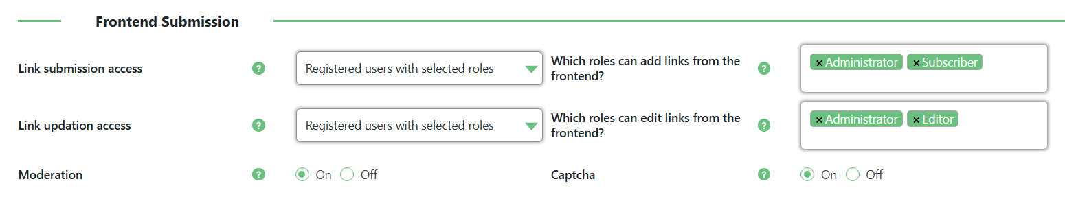 Frontend submission settings - Knowledge Base WordPress Plugin