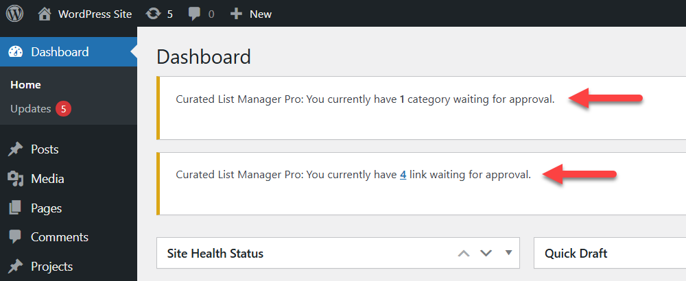 Admin notification - Knowledge Base WordPress Plugin