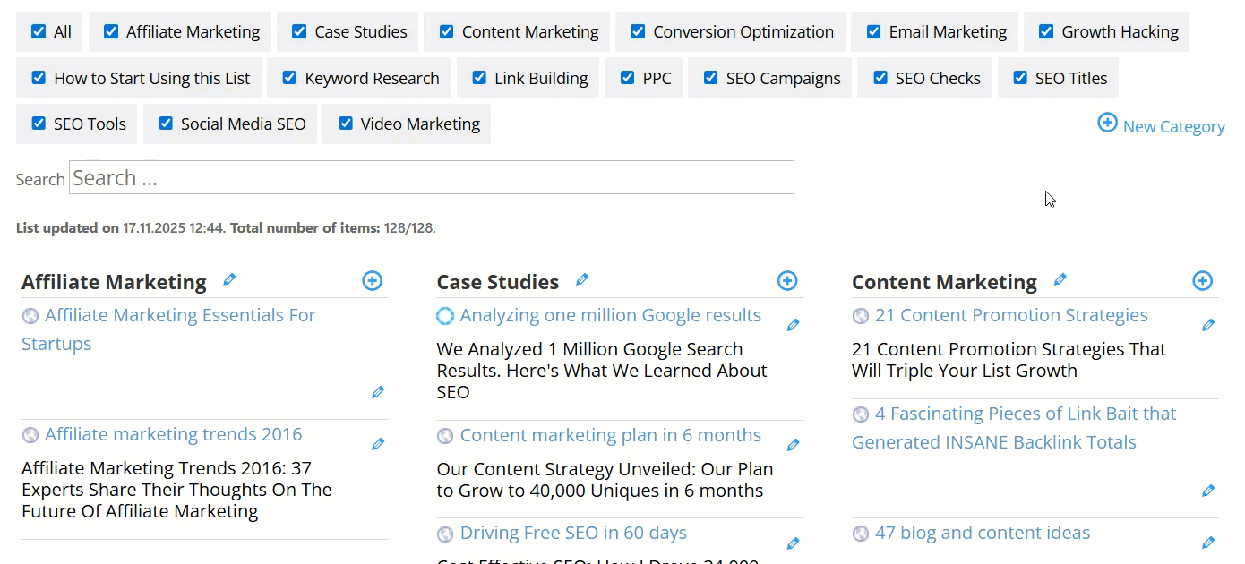 Submitting new category - website link directory