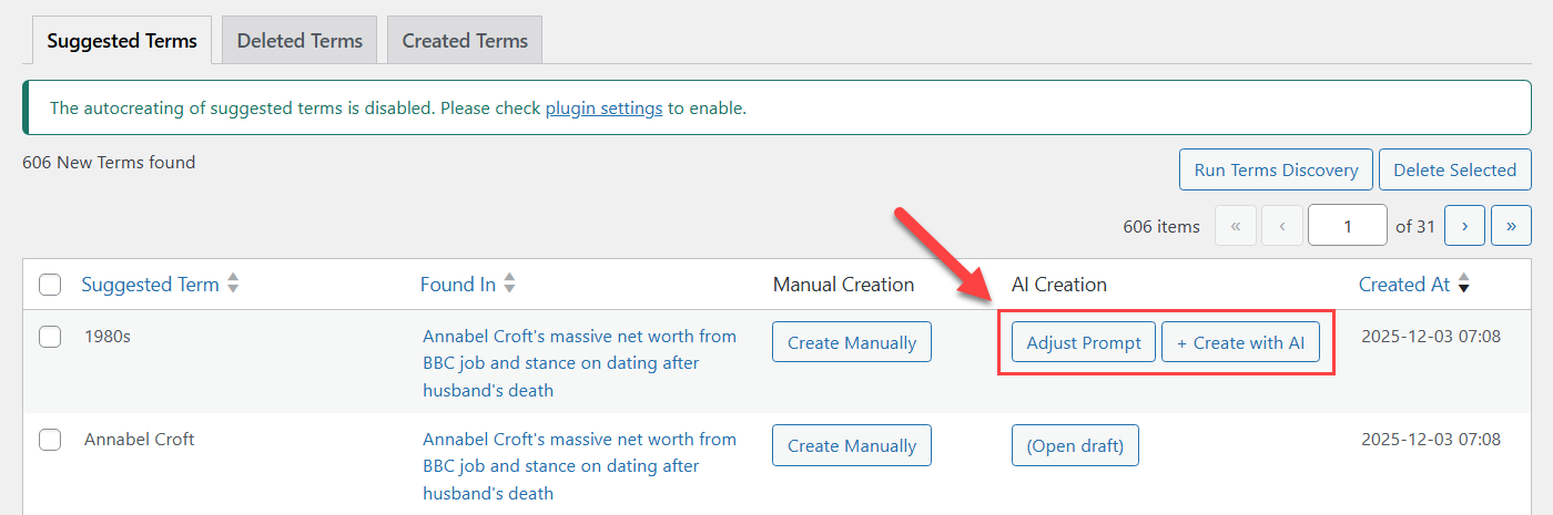 Creating definition using AI - Wiki Plugin for WordPress