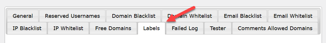 Navigation to the Labels settings - WordPress Block Domain Registration