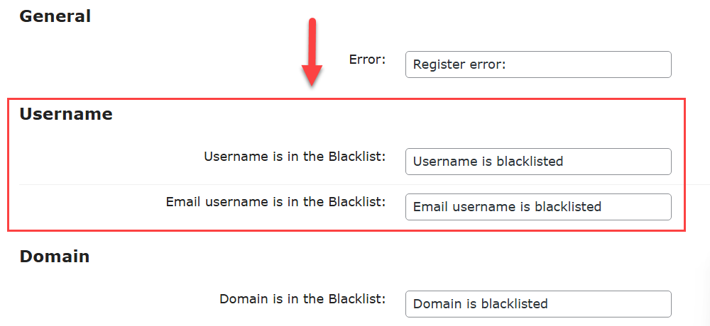 Labels related to reserved usernames - WordPress Blacklist Plugin
