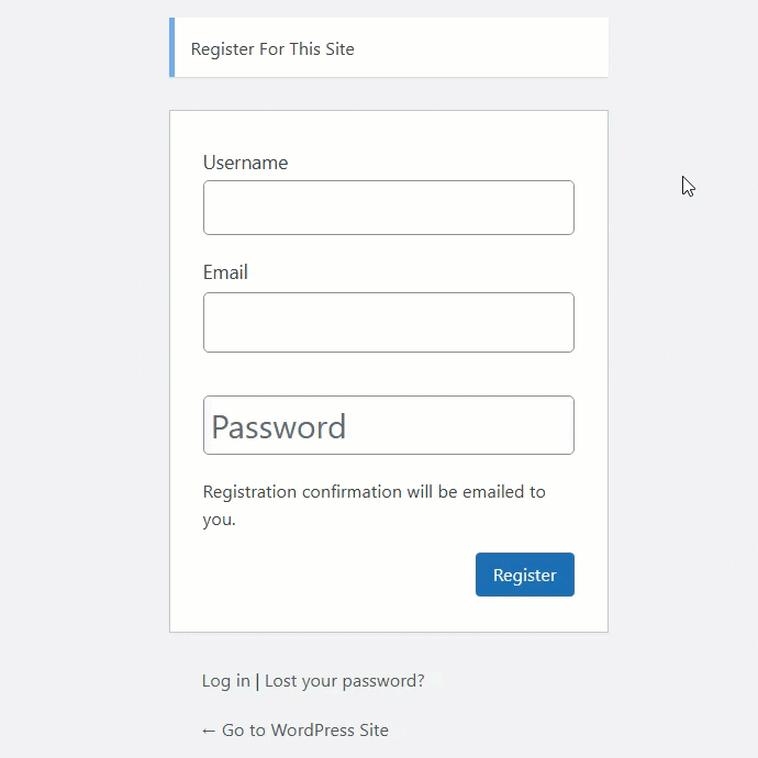 Example of blocking a fully matched username in the username field - WordPress Email Blacklist Plugin