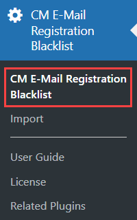 Navigation to the plugin settings - IP Blacklist WordPress Plugin