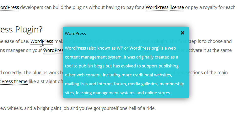 Tooltip example 1 - WordPress Knowledge Base Plugin