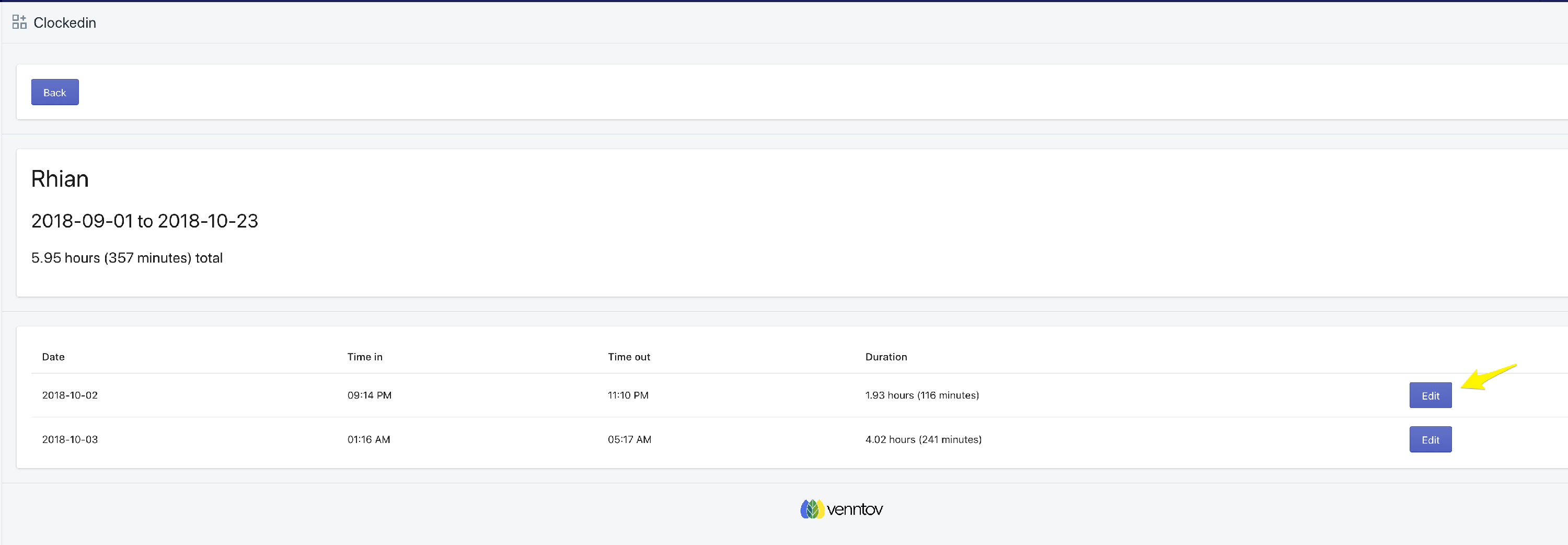 How to adjust clock in / out times Clocked In