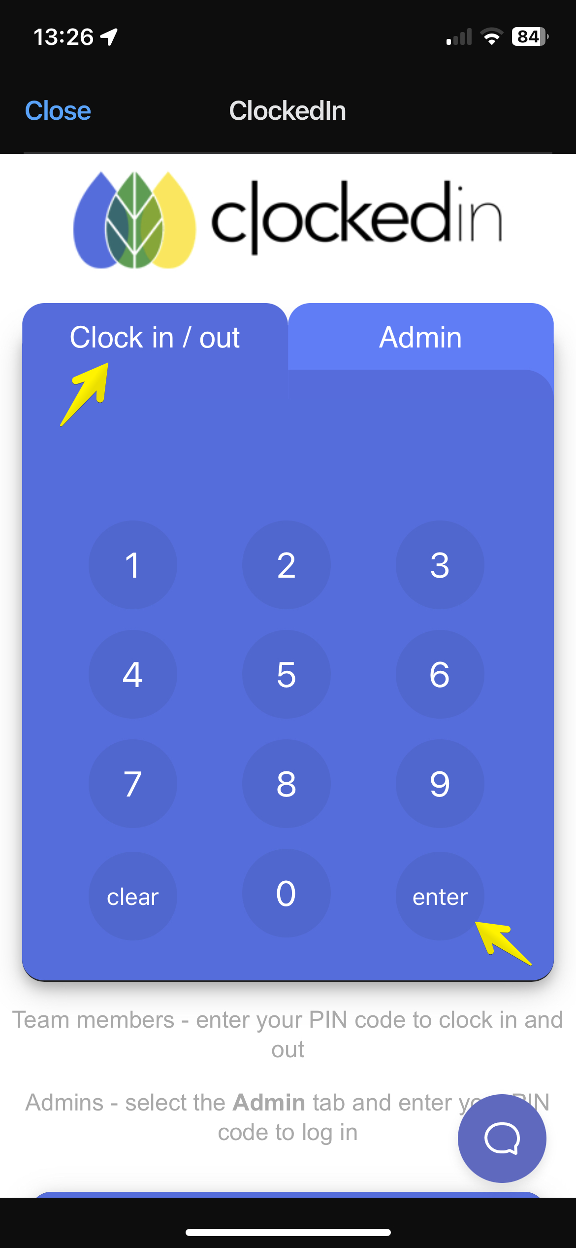 How to Clock in / out Clocked In