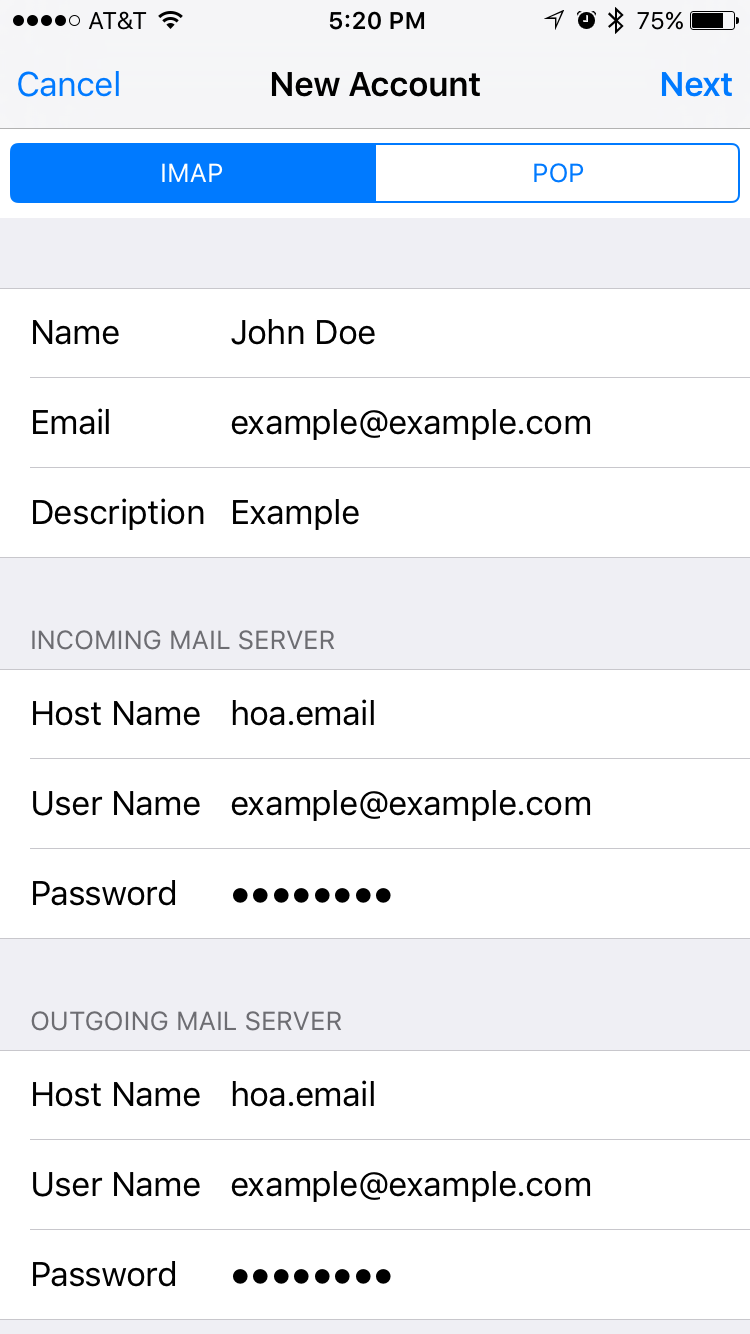 Syncing email with an iPhone or iPad running iOS 9 HOA Express