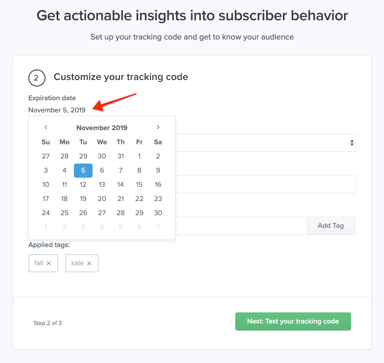 How do I change the expiration date for my tracking code? Help