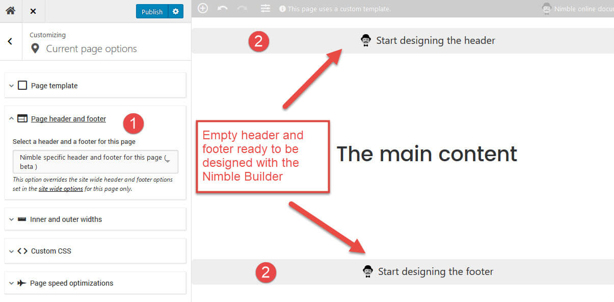 How To Build Your Wordpress Header And Footer With Nimble Builder Press Customizr Documentation