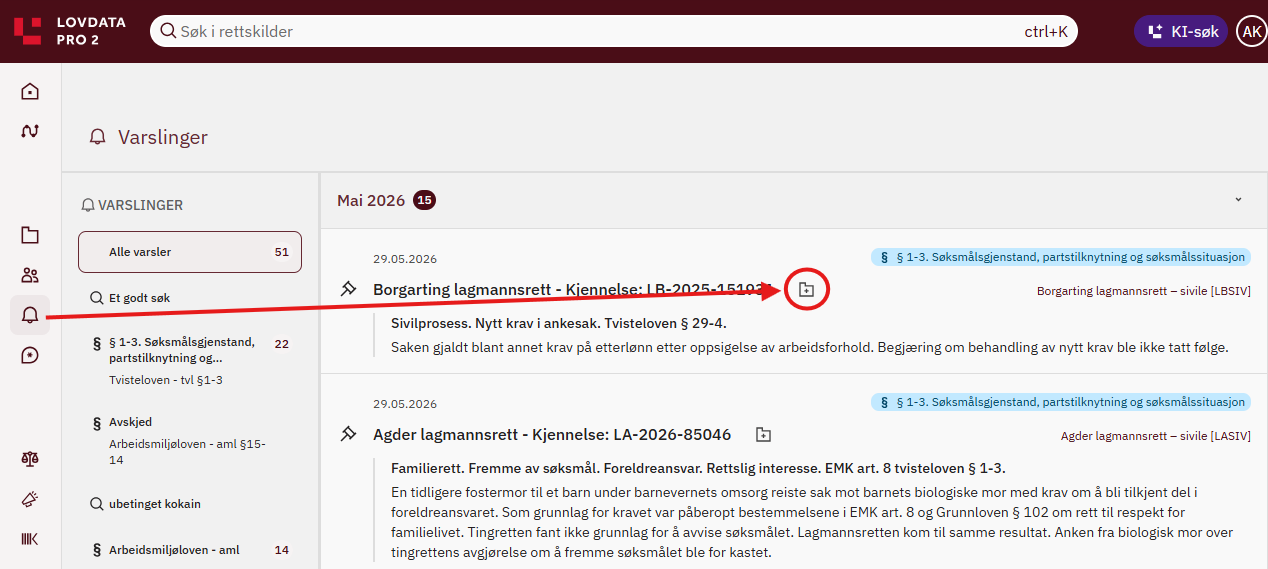Legg til i utvalg. Skjermbilde