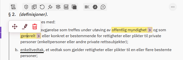 Redigere merknad. Skjermbilde