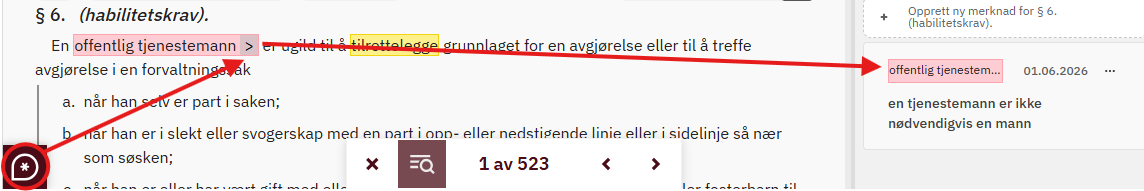 Merknad. Skjermbilde