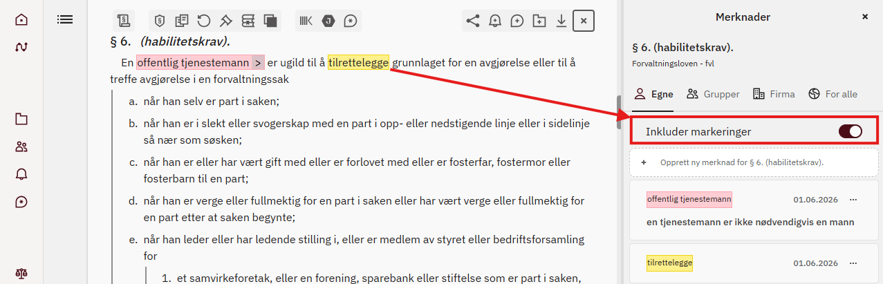 Høyre fane. Skjermbilde
