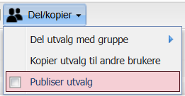 Publisere utvalg i Lovdata Pro. Skjermbilde