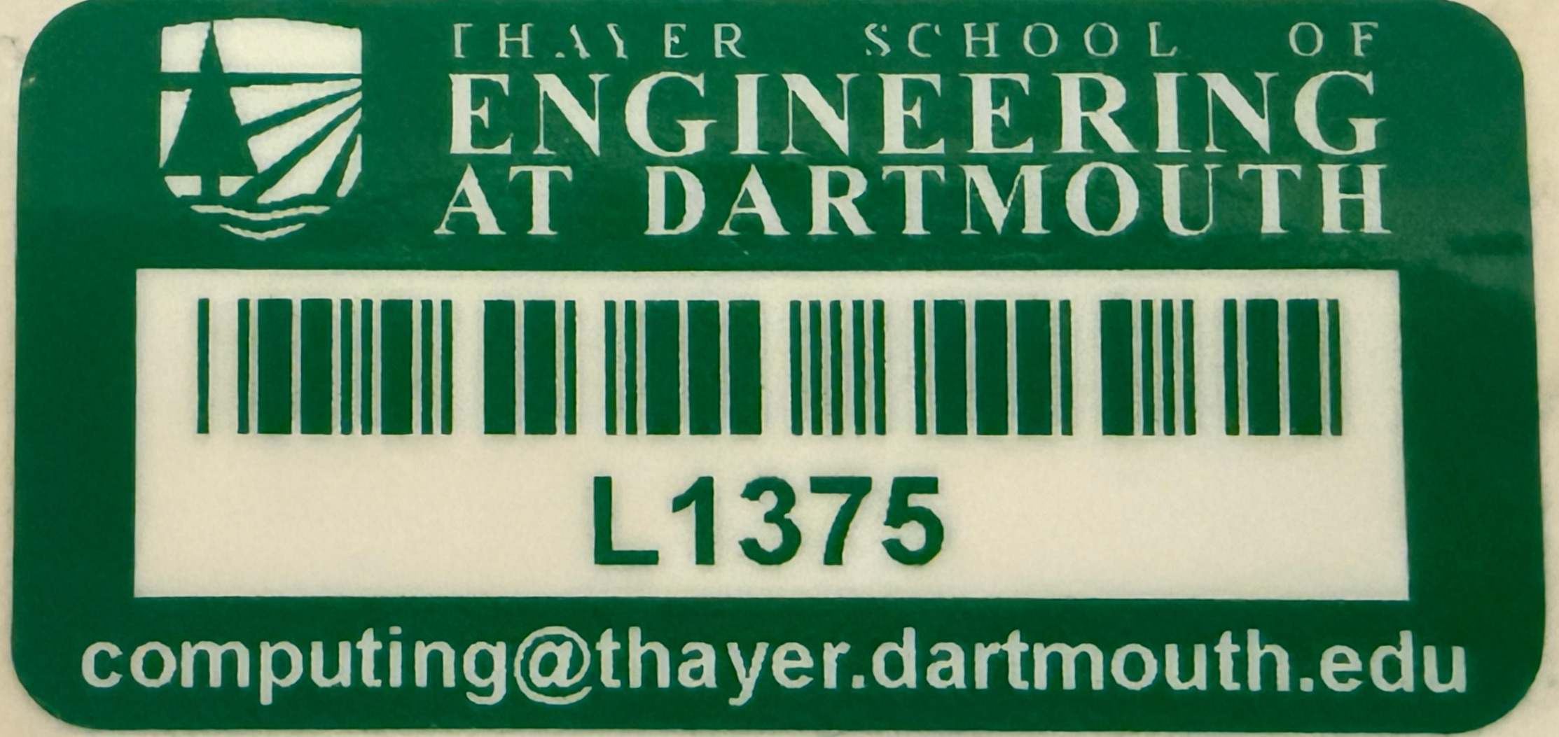 Thayer Asset Tags - Thayer Computing Knowledge Base