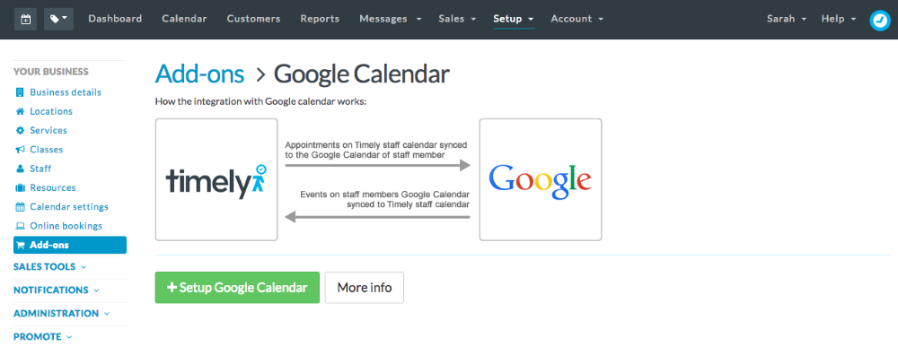 How to set up Google calendar two way sync Timely